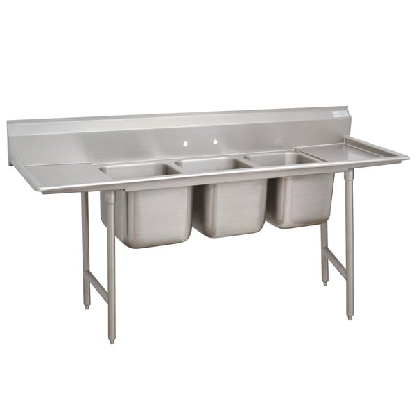 Advance Tabco 93 3 54 36rl Regaline Three Compartment Stainless Steel Sink With Two Drainboards 127