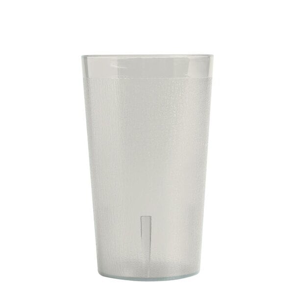 A clear plastic Cambro tumbler.