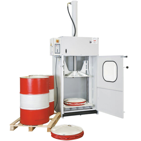 a white machine with a white cylinder