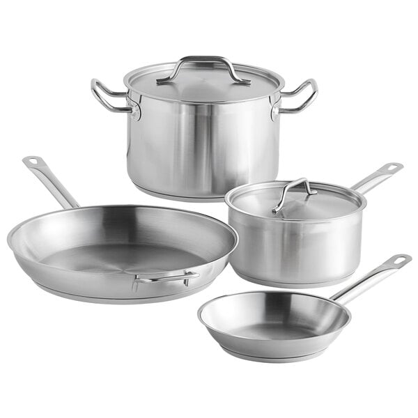 Vigor SS1 Series 6-Piece Induction Ready Stainless Steel Cookware Set with  4 Qt. Sauce Pan, 12 Fry Pan, 8 Fry Pan, and 8 Qt. Stock Pot
