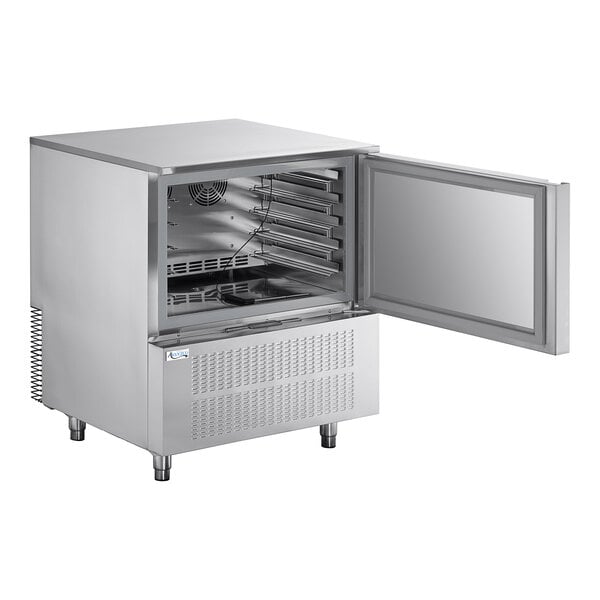 An Avantco stainless steel countertop blast chiller/freezer with an open door.