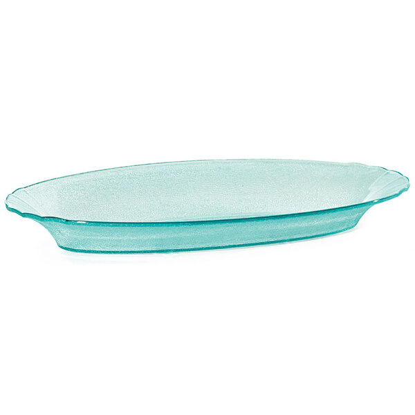 A jade oval polycarbonate bowl.