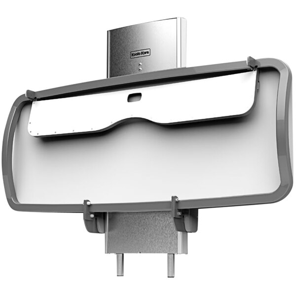 A white and grey rectangular Koala Kare changing station with a white cover.