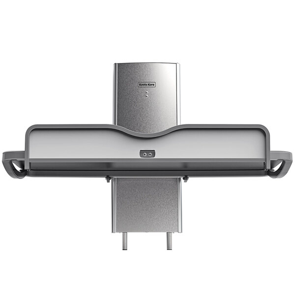 A silver wall mounted Koala Kare changing station.