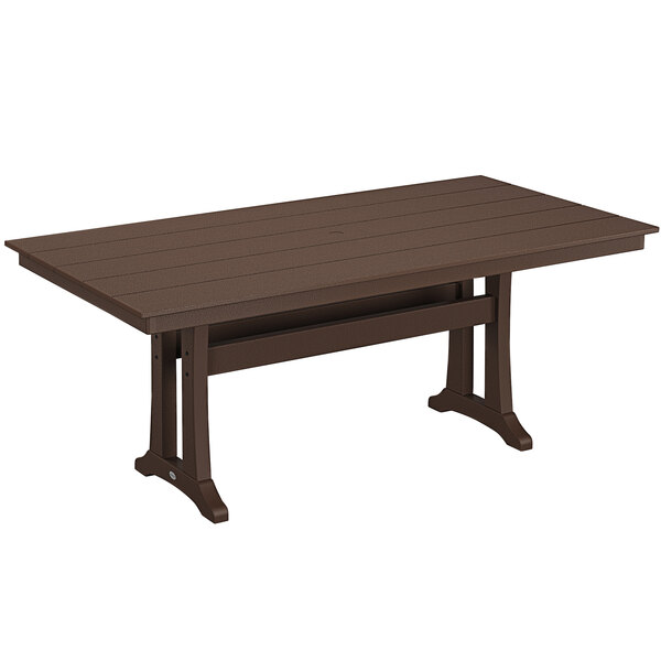 A brown POLYWOOD rectangular table with legs.