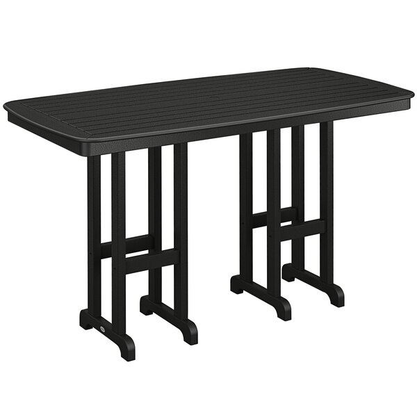 A black POLYWOOD bar height table with legs.