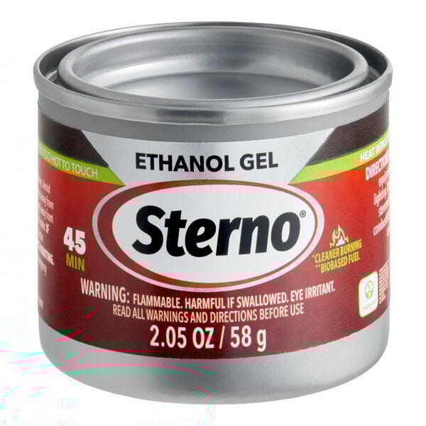 A small canister of Sterno ethanol gel chafing dish fuel.