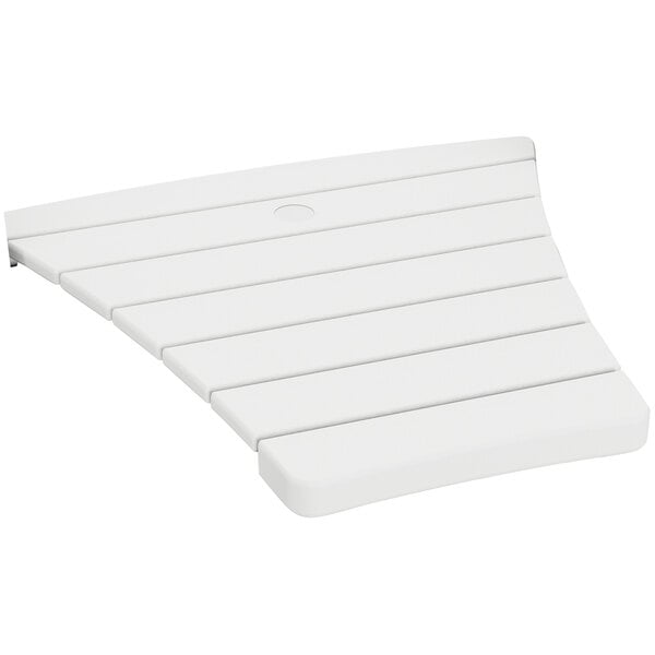 A white POLYWOOD table top with an angled edge.
