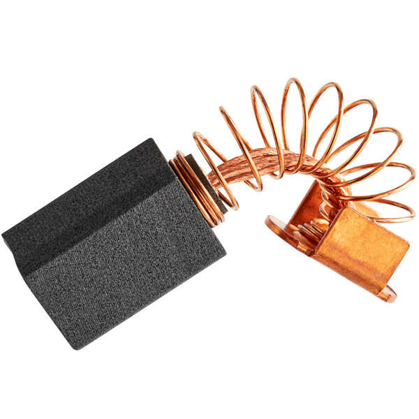 A black square with a copper coil and wire on it.