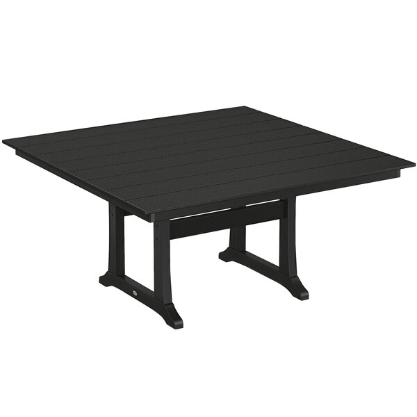 A POLYWOOD black square table with legs.