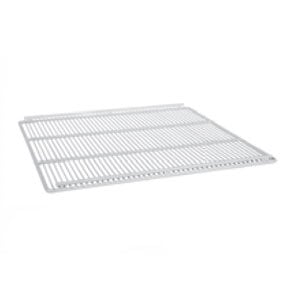 A white metal grate shelf.