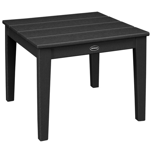 a black square table with legs