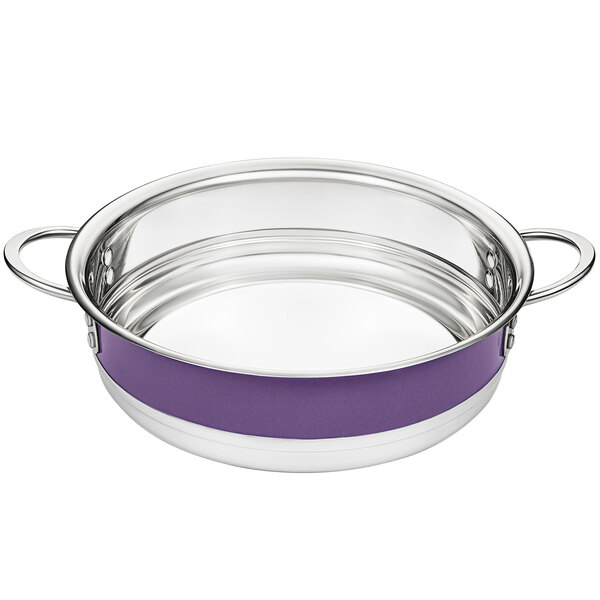 a clear bowl with a purple band