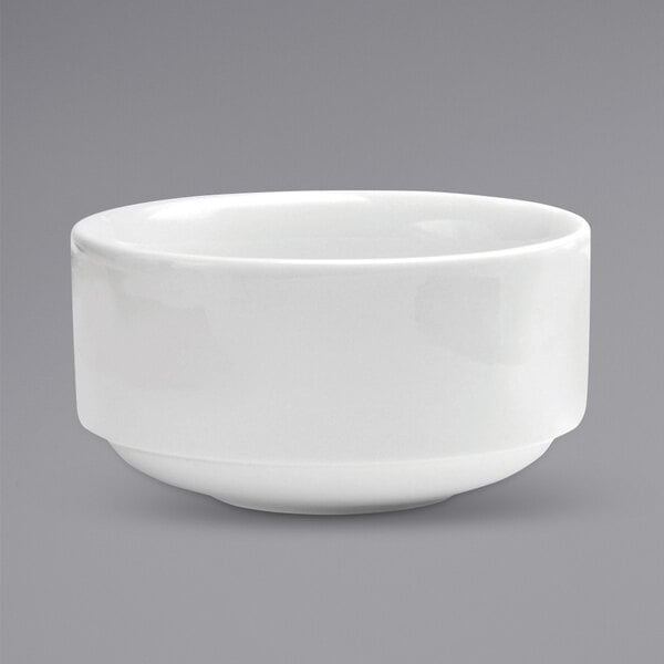 A white bowl with a small rim on a white background.