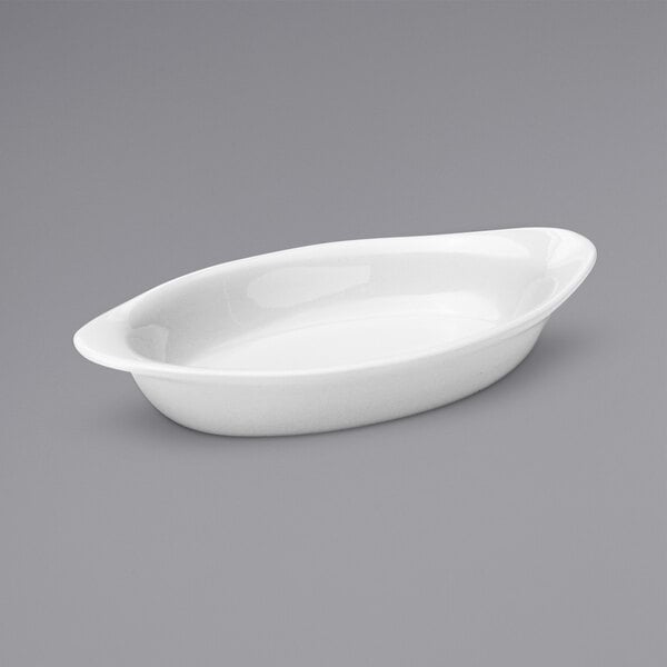 A white oval shaped dish.