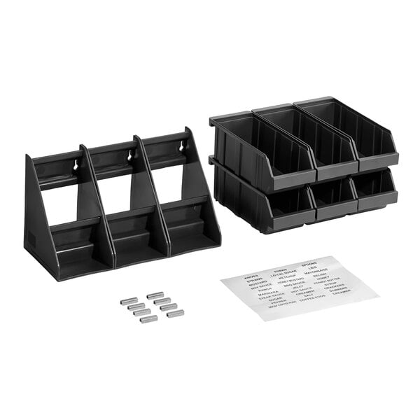 Choice Black 2-Tier Self-Serve Organizer Set with 6 Bins and 2 Label Sheets