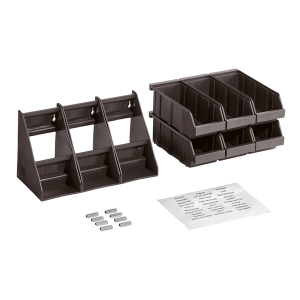 Choice Brown 2-Tier Self-Serve Organizer Set with 6 Bins and 2 Label Sheets