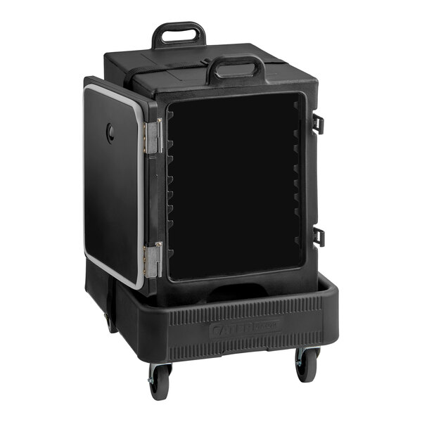 CaterGator Black Insulated Front Loading 5-Pan Carrier with Black Dolly and Strap