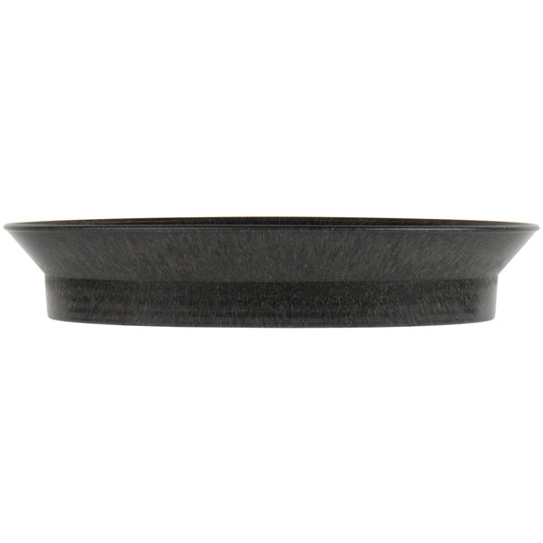 A black oval deli server made of polypropylene.