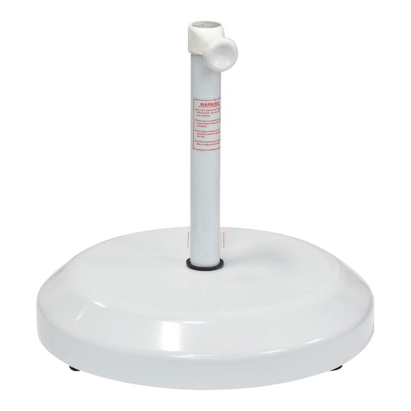 A white cylinder with a white base and wheels.