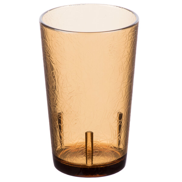 A light amber Cambro plastic tumbler.