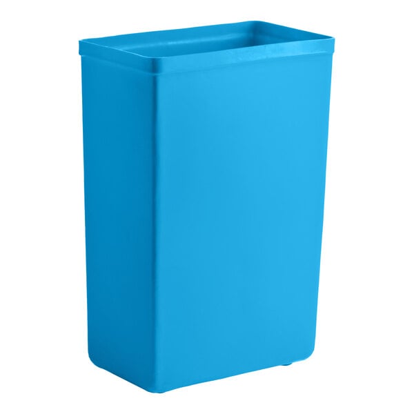 A blue 10-gallon ingredient bin.