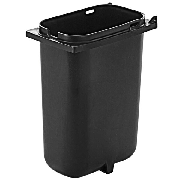 A black plastic bin with a lid.