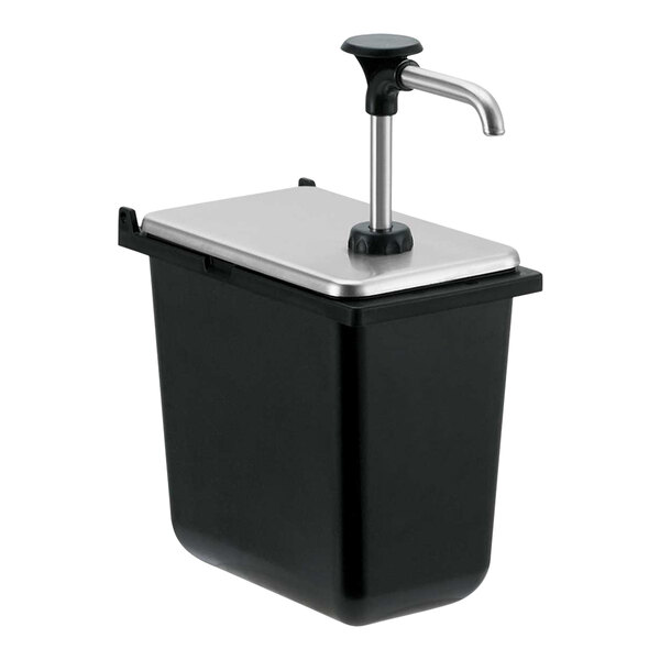 A stainless steel Server Eco Pump with a lid on a counter.