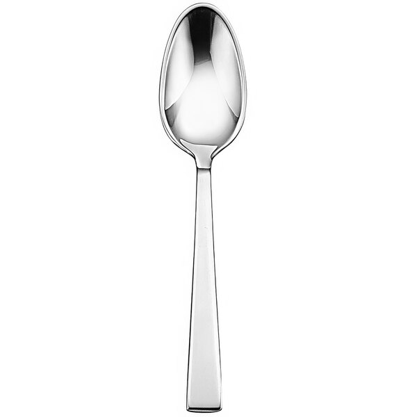 A close-up of a Sant'Andrea stainless steel demitasse spoon with a long handle.