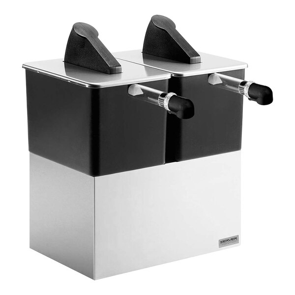 A black plastic Server Express System double countertop pump dispenser.