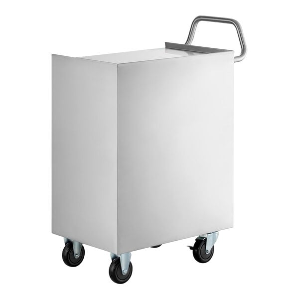 Regency 16" x 24" Three Shelf 18-Gauge 304 Stainless Steel Utility Cart with Enclosed Base and Locking Doors