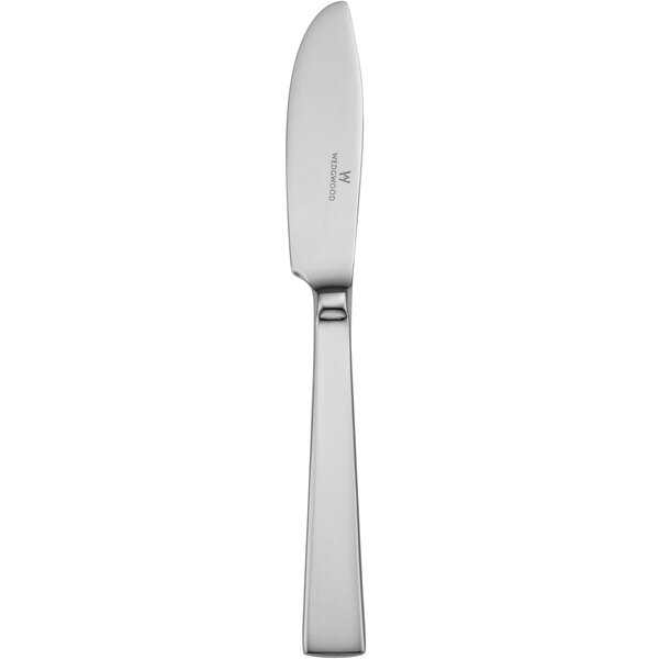 A Sant'Andrea Fulcrum silver butter knife with a metal handle.