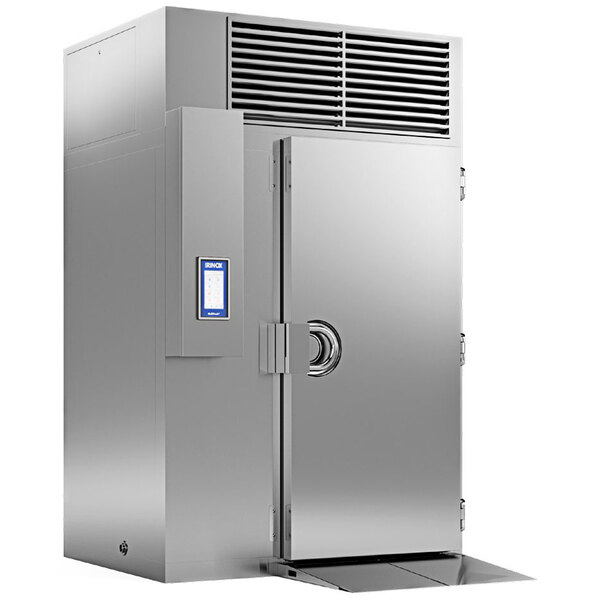 A large silver self-contained roll-in Irinox Multifresh blast chiller / shock freezer with a door open.