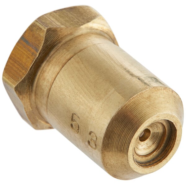 A close up of a brass Avantco #53 orifice.