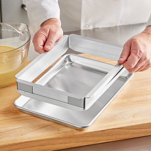 Baker's Mark Half Size Non-Stick 18 Gauge 13 x 18 Wire in Rim Aluminum  Sheet Pan with Stainless Steel Footed Cooling Rack
