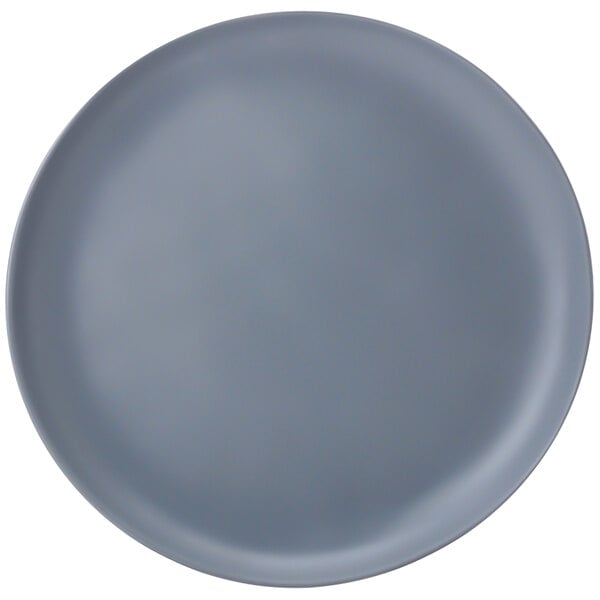 A matte slate Bon Chef melamine dinner plate.