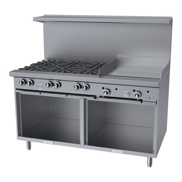 Garland G60-6G24SS Liquid Propane 6 Burner 60" Range with 24" Griddle and 2 Storage Bases - 216,000 BTU