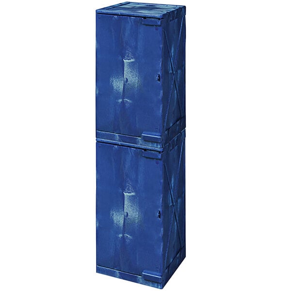 A blue plastic Eagle safety cabinet with two doors.