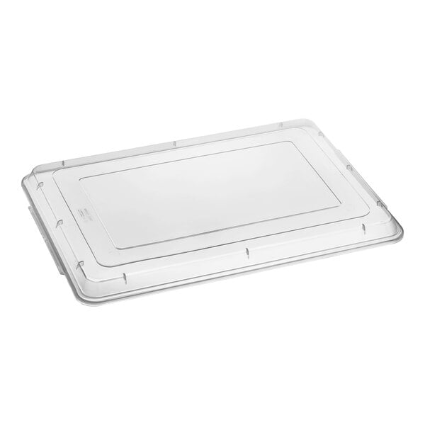 A clear, rectangular polypropylene cover designed to fit full size bun or sheet pans.