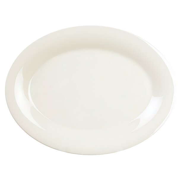 A white rectangular platter with a white surface.