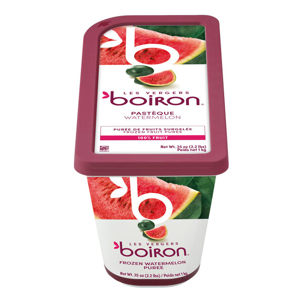A container of Les Vergers Boiron frozen watermelon puree.