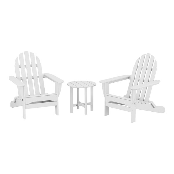 A white POLYWOOD patio set with 2 chairs and a round table.