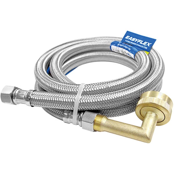 Easyflex EF-DC-38CHBL-48 48 Stainless Steel Braided Dishwasher Connector  with 3/8 Compression x 3/4 Garden Hose Elbow