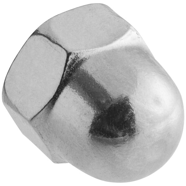 A close-up of a silver Garde acorn nut.