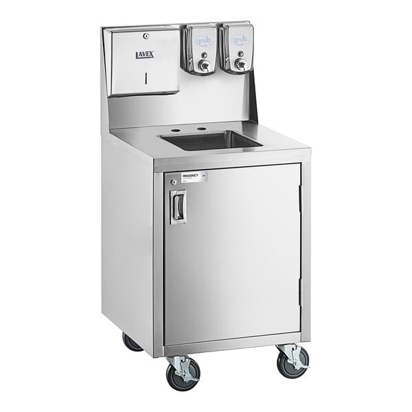 Regency Space Saver Single Bowl Cold Water Portable Hand Sink Cart