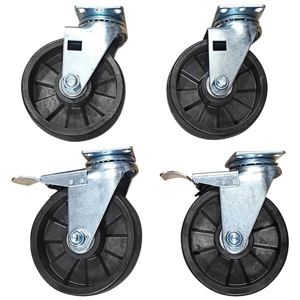 Four Imperial Range swivel casters with black rubber wheels.