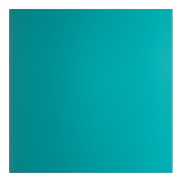 A teal rectangular table top with a white border.