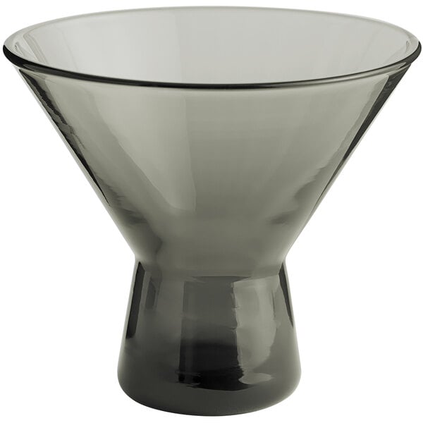 An Acopa Pangea martini glass with a gray stem and base.