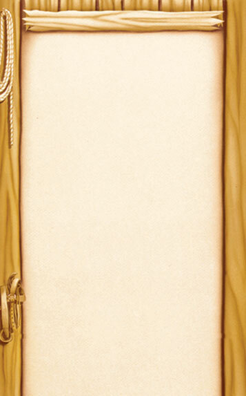 Southwest themed saloon menu paper with a blank paper in a wooden frame.