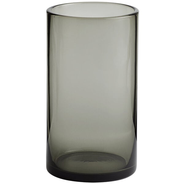 A gray Acopa Pangea beverage glass with a black rim.
